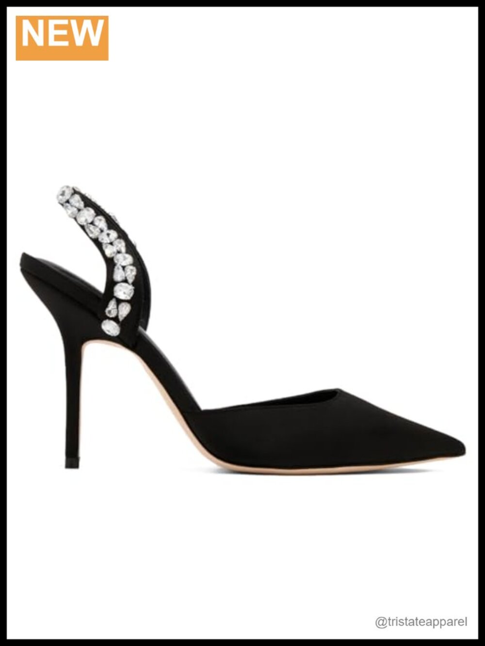 Rhinestone Slingback Stiletto Sandals Pointed Toe High Heel Pumps for Party